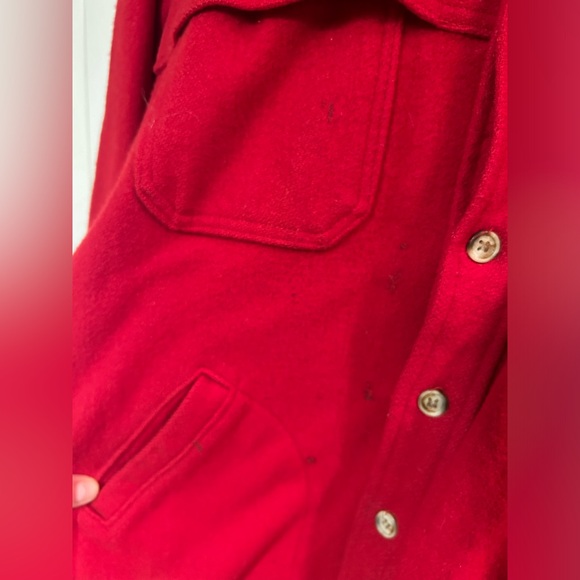 Vintage Eddie Bauer M 100% Virgin Wool Coat Red Jacket Chore Barn 80s Mackinaw - Picture 5 of 6